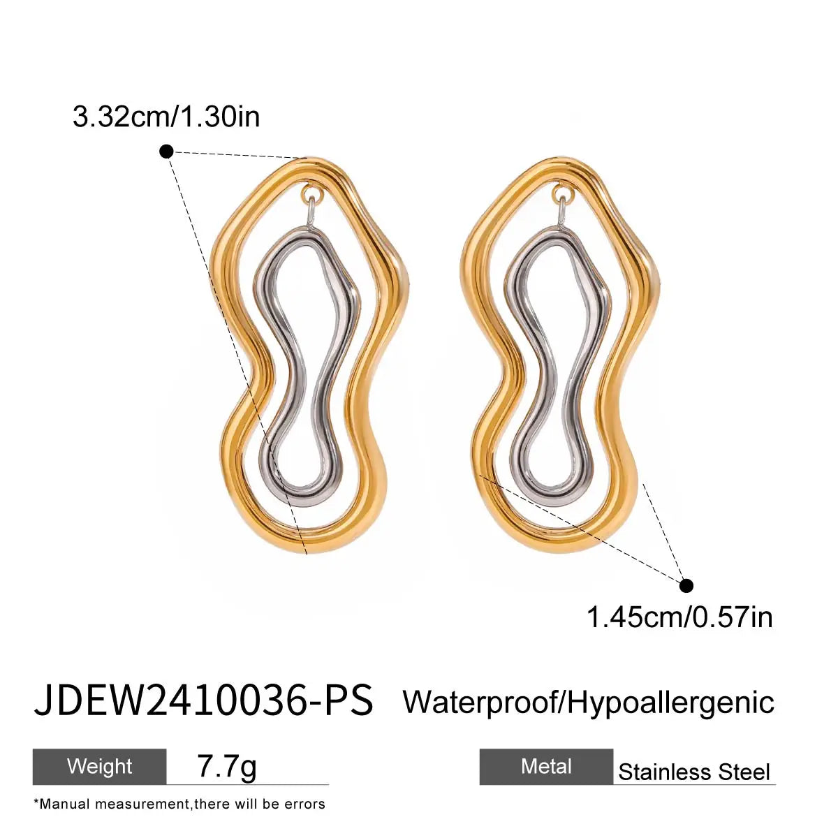 Uworld Minimalism Two Tone Sculptural Freeform Earrings Geometric Irregular Earrings Women's Accessories Gift for Her